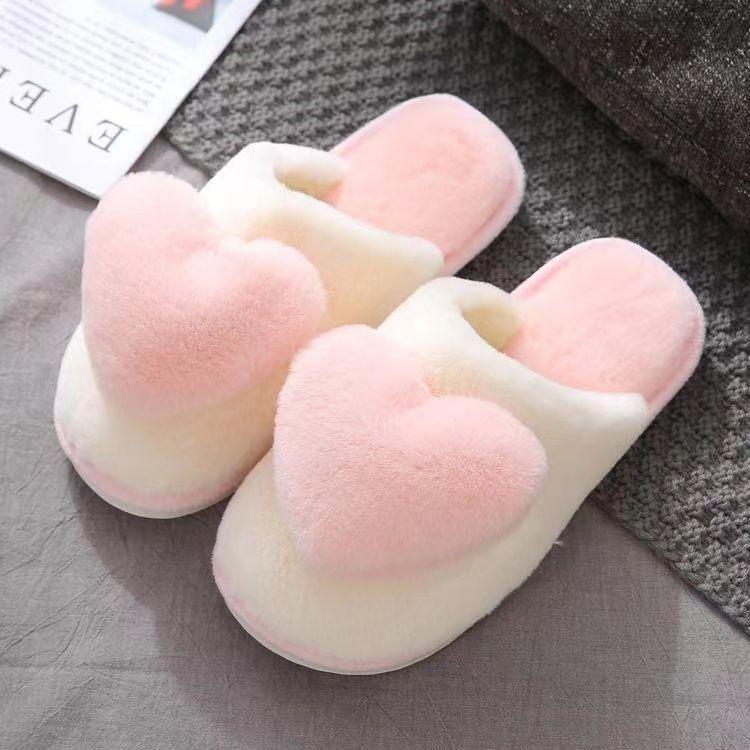Супер мягкие тапочки Love Cotton, милые домашние парные нескользящие домашние теплые зимние хлопковые тапочки 36-37 white WTEMPO