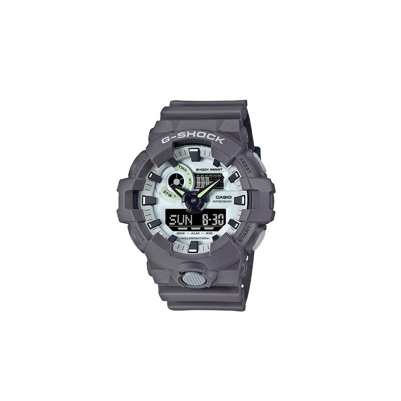 Casio Hidden Glow Series LED Watch With Luminous Display Quartz Movement Unisex Watches Gray GA-700HD-8APR Random Watch Box,GA-700HD-8APR gray
