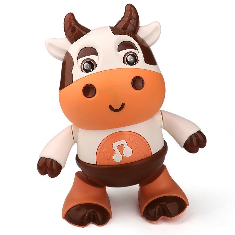 Игрушки Игрушки Электрическая Танцующая Корова Светящаяся Музыкальная Танцующая Детское Животное Звуки Малыш Сенсорное Обучение Образовательная Интерактивная Качающаяся Телочка orange Bai Fen Bai Toys
