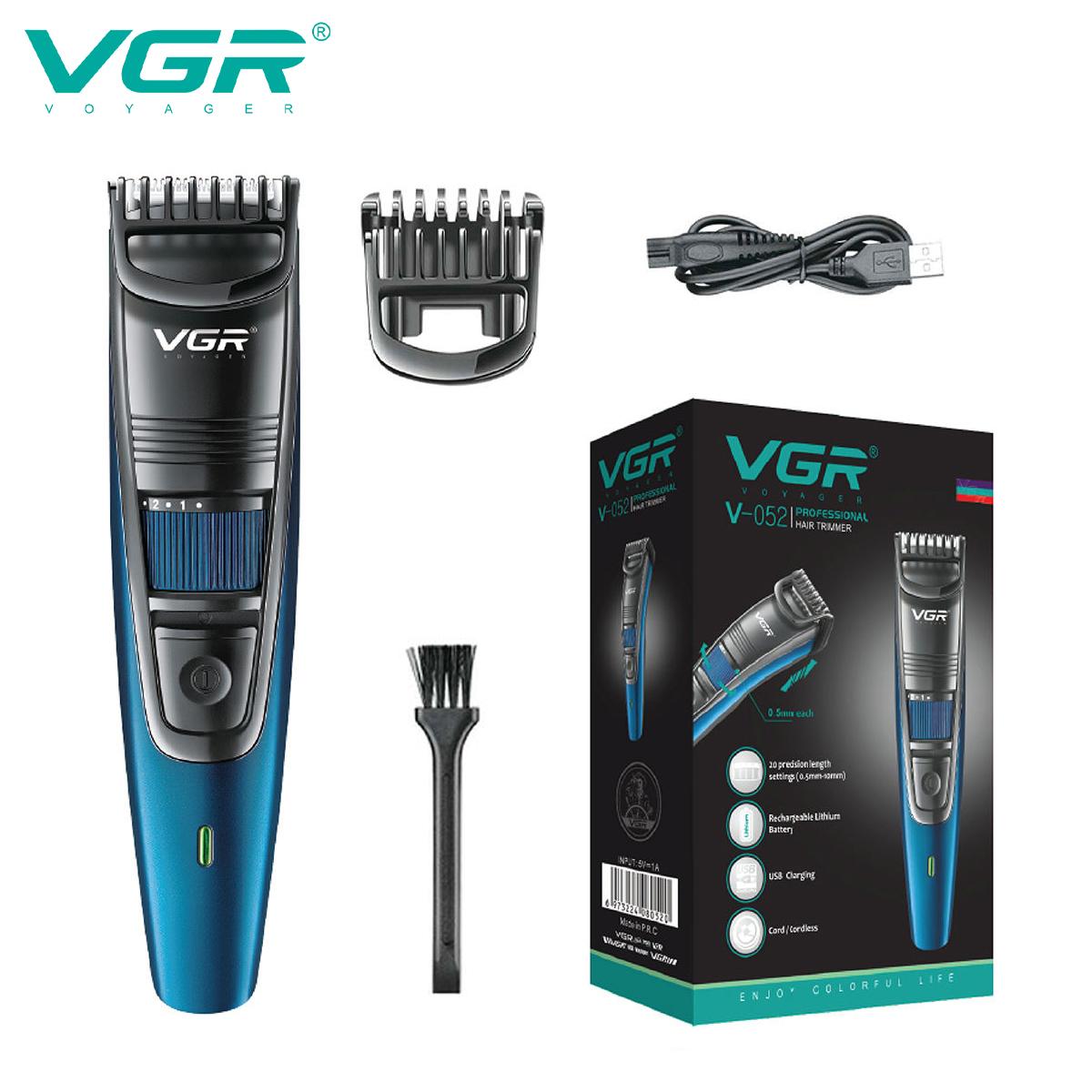 VGR V-052 Регулируемая машинка для стрижки волос и бороды, полностью моющаяся, профессиональная, с гравировкой, перезаряжаемая, для мужчин, бритва синий
