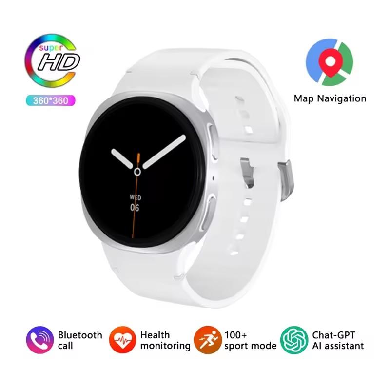 Новые умные часы Watch 8 Mini с GPS-трекером для мужчин, 360*360 AMOLED-экран, Bluetooth-звонки, водонепроницаемые, для здоровья, мужские, в качестве подарка на праздник BT Call серебряный Creative Adorn