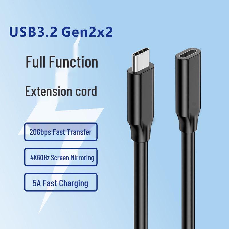 USB 3.2 Type-C Удлинительный кабель Папа-Мама 20 Гбит/с PD Быстрая зарядка и Отражение экрана для Мобильных Телефонов и Планшетов 0.1m white ElectroCN