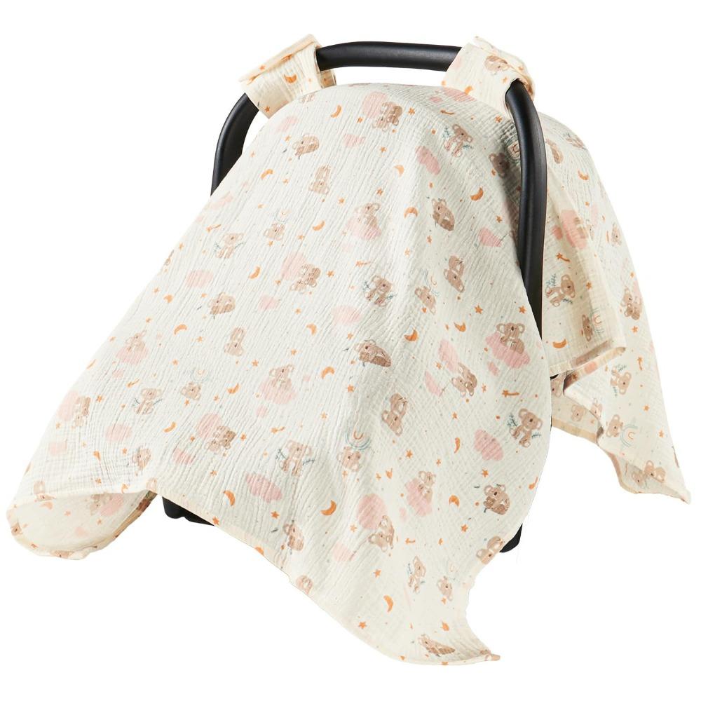 Sun Protector Stroller Cover Soft Breathable Sun Protector Cover Car Seat Canopy  For Boys Girls Style2 beige JZxiongkun