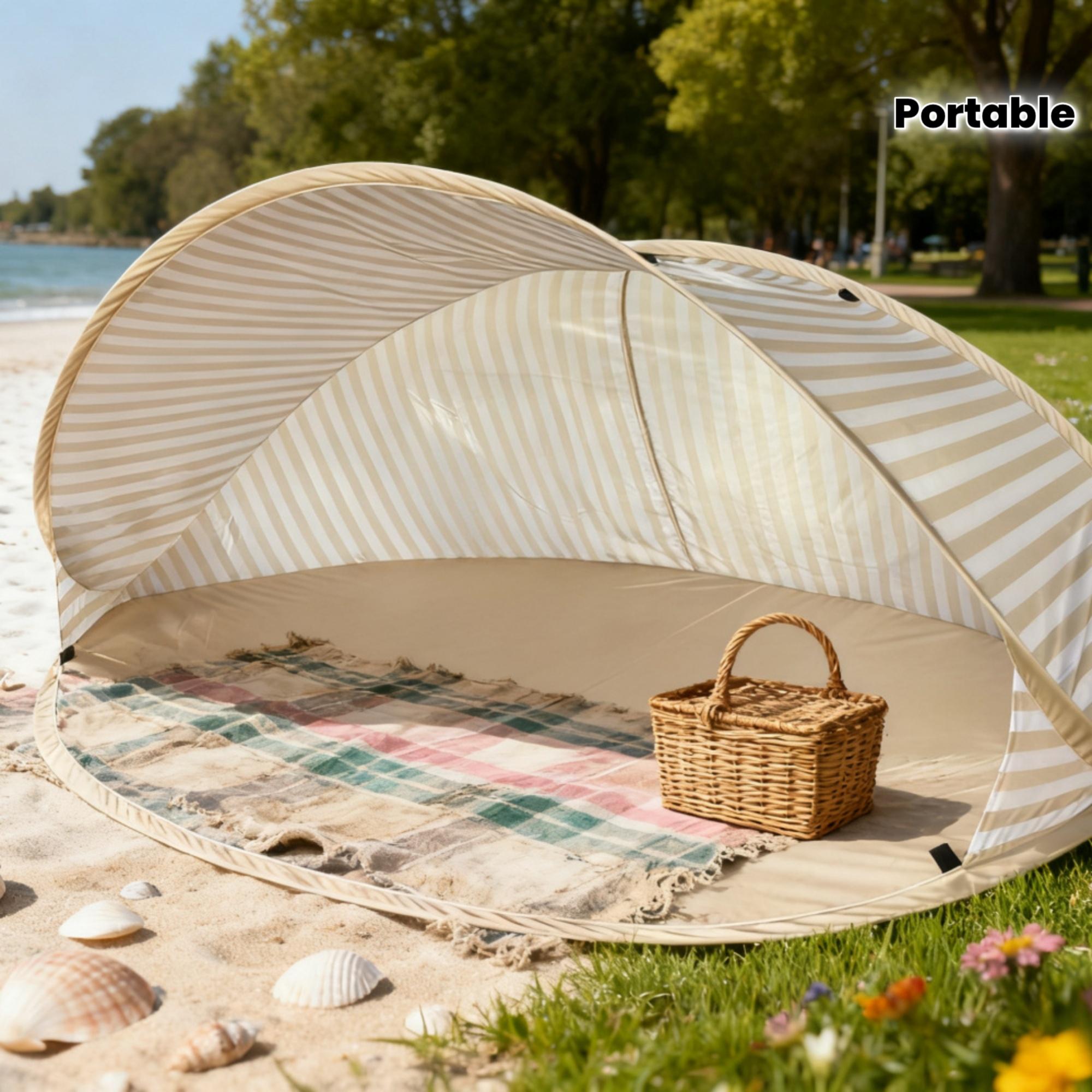 Пляжная палатка на 2 человека, быстрая установка за 2 секунды, Pop-Up, защита от солнца, без сборки, портативный уличный навес для пляжа, пикника, парка, кемпинга white superme live