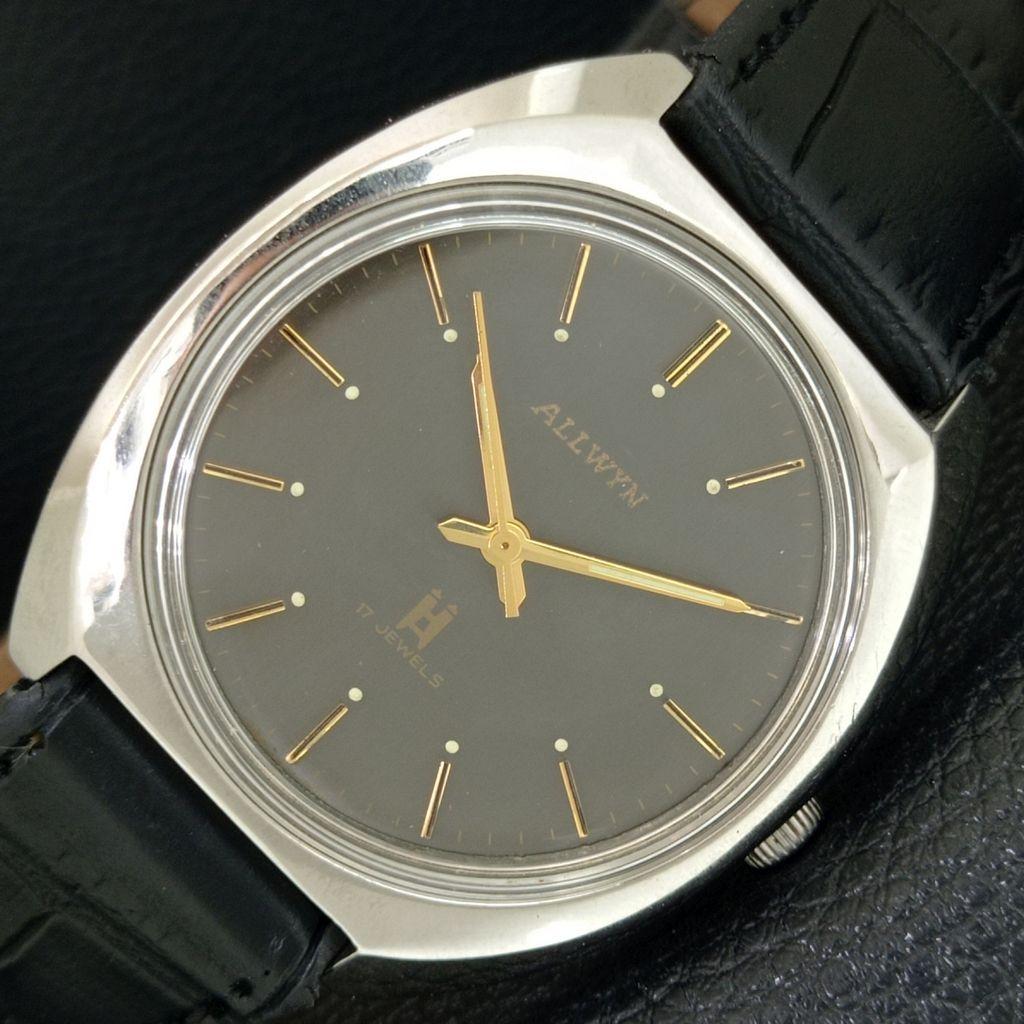 ALLWYN 6300A РУЧНОЙ ЗАВОД ИНДИЯ МУЖСКИЕ ВИНТАЖНЫЕ ОРИГИНАЛЬНЫЕ ЧАСЫ С ЦИФЕРБЛАТОМ a706066-1 gray Vintagewatches