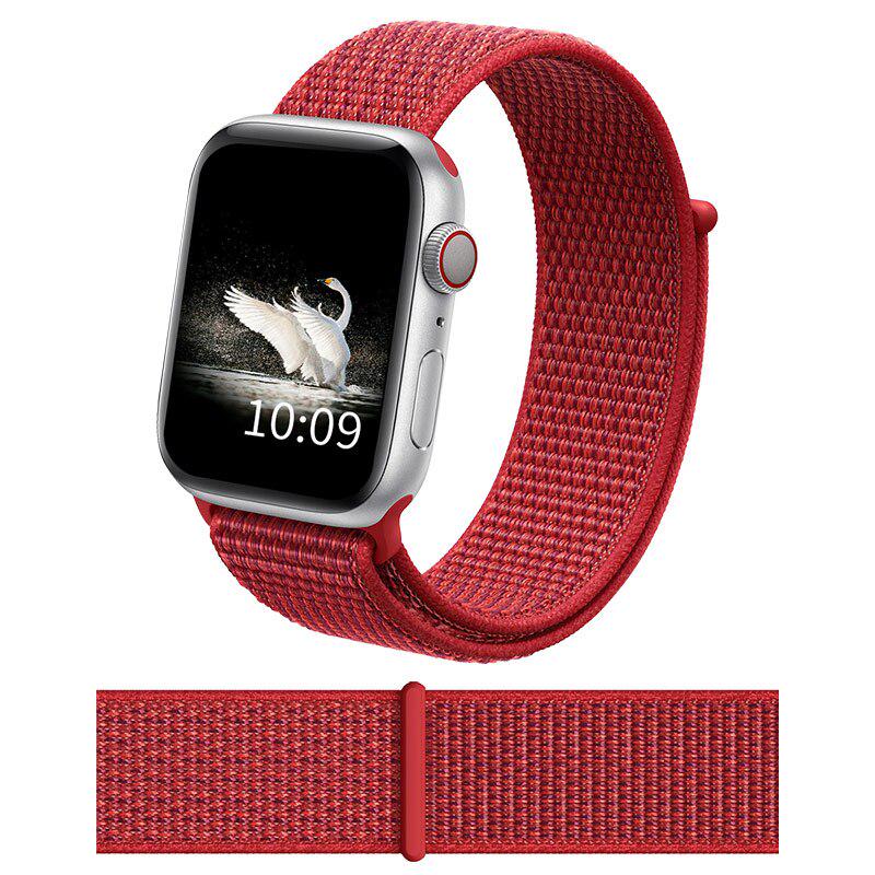 Для Apple Watch Series 5/4/3/2 38/42/44мм Нейлоновый Мягкий Дышащий Сменный Ремешок для Часов 40mm красный SCIONE