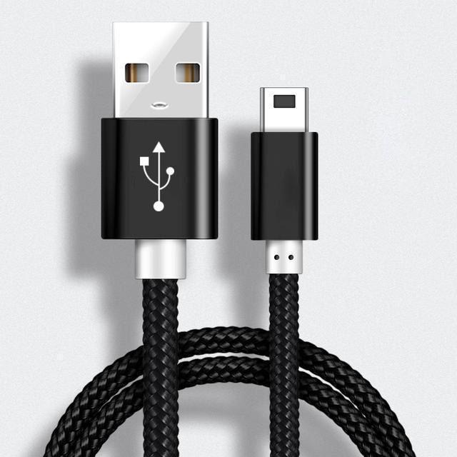 Универсальный мини-кабель USB T-образной формы для передачи данных и зарядки MP3/4, видеорегистратора, радиоприемника старого образца Black Nylon Braided gray GadgetGrip