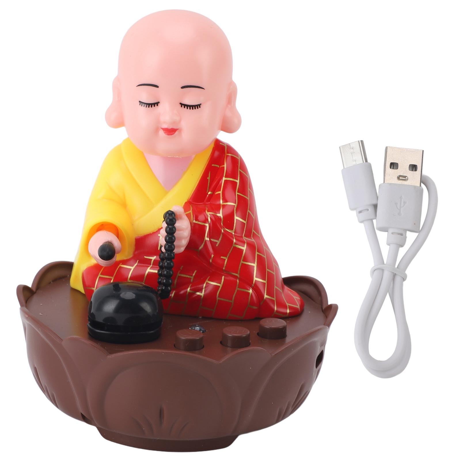 Nodding Monk Figurine Decoration Plastic Moving Head Buddha Statue with USB Charging Cable for Car Dashboard Home Decoration красный Yin Pingping Trading
