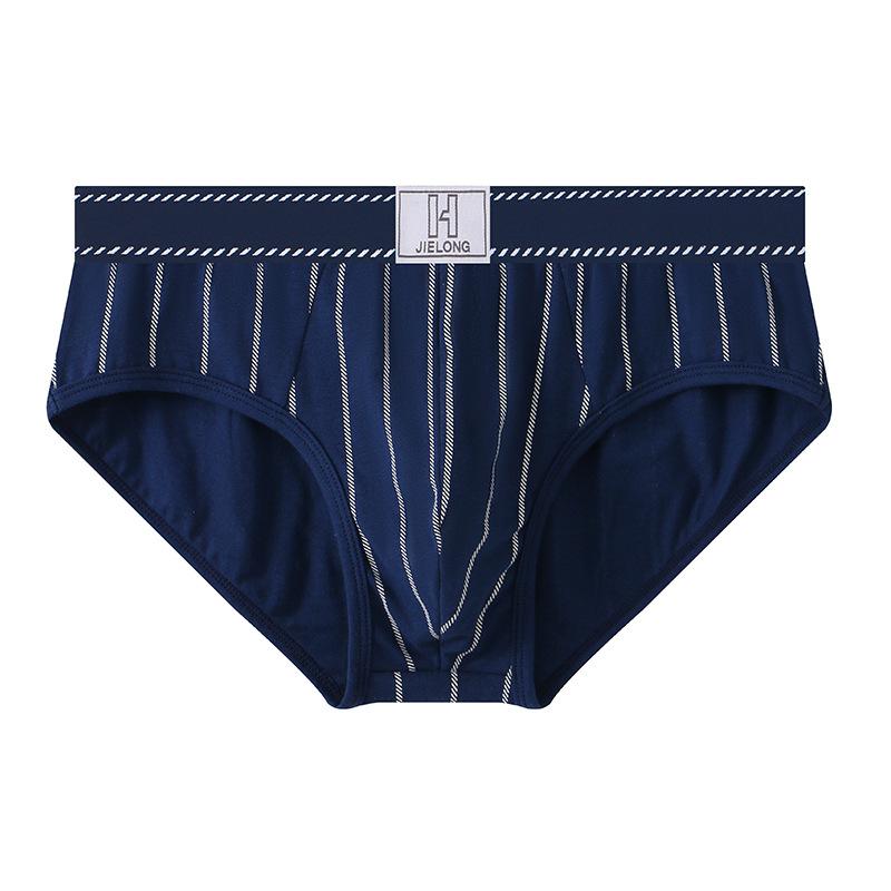 Мужское нижнее белье полосатое хлопковое средней посадки мужское большое мужское дышащее трусы-треугольники M сапфировый WTEMPO
