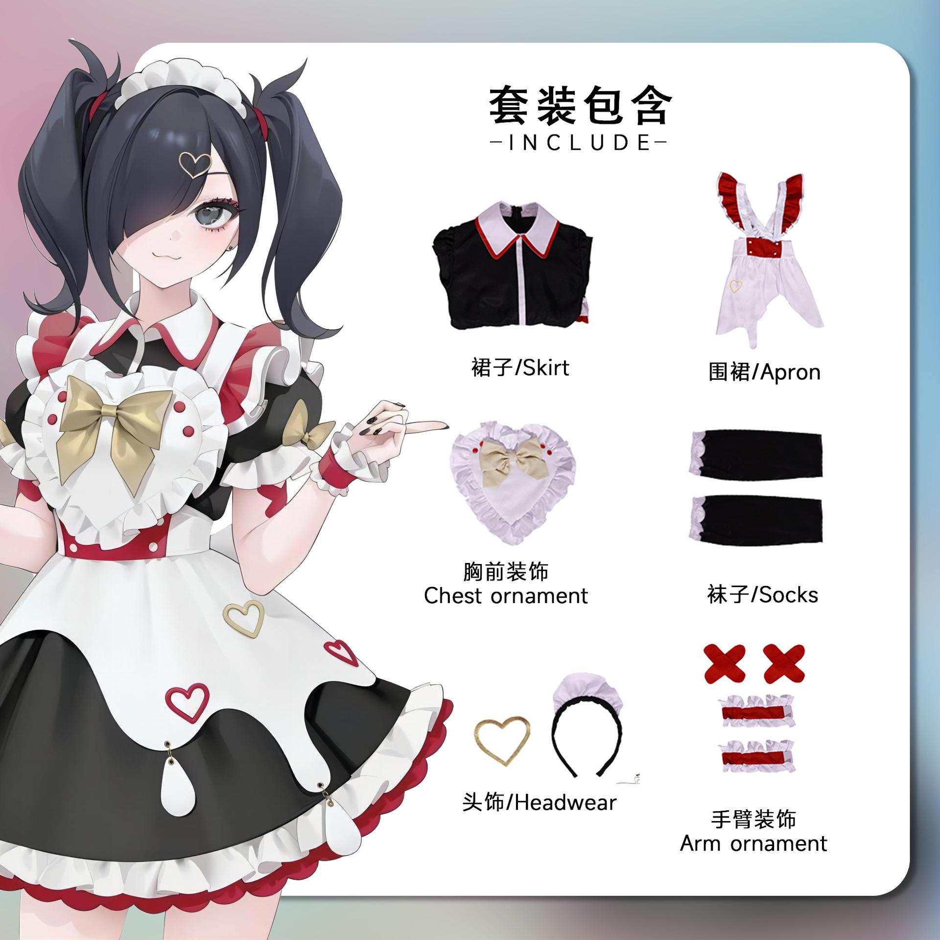 Needy Girl Overdose Платье горничной Amechan K Angel Косплей костюм Jirai Kei Игра Полный комплект Chou Zetsu Sai Kawa Ten Shi Chan M white saiya C
