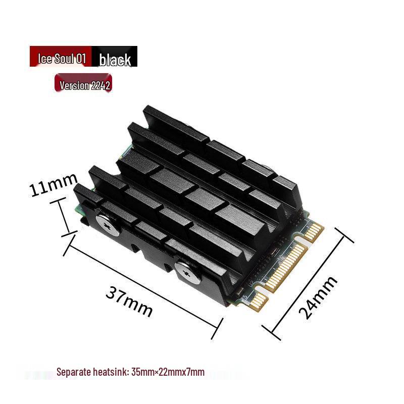Продуваемый радиатор для M.2 2242 SSD: Охлаждающий жилет для NVMe твердотельного накопителя чёрный GadgetGrip