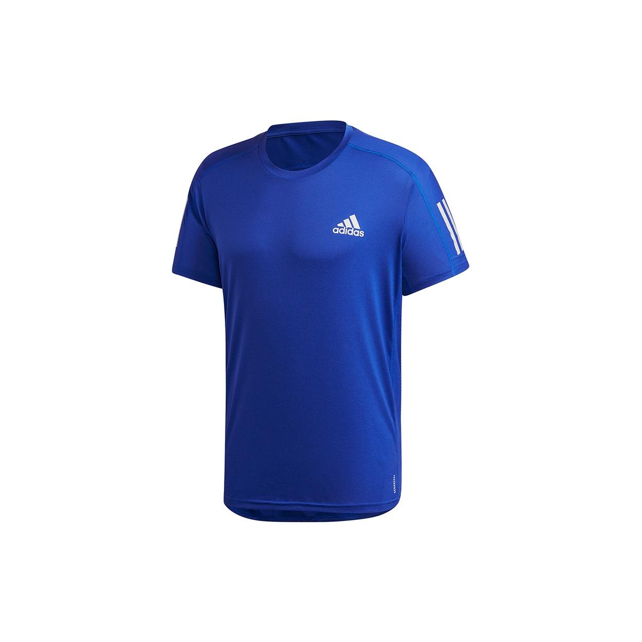 adidas Own the Run Tee Training Sports Reflective Stripe Short Sleeve Blue Men s FS9800 XS blue