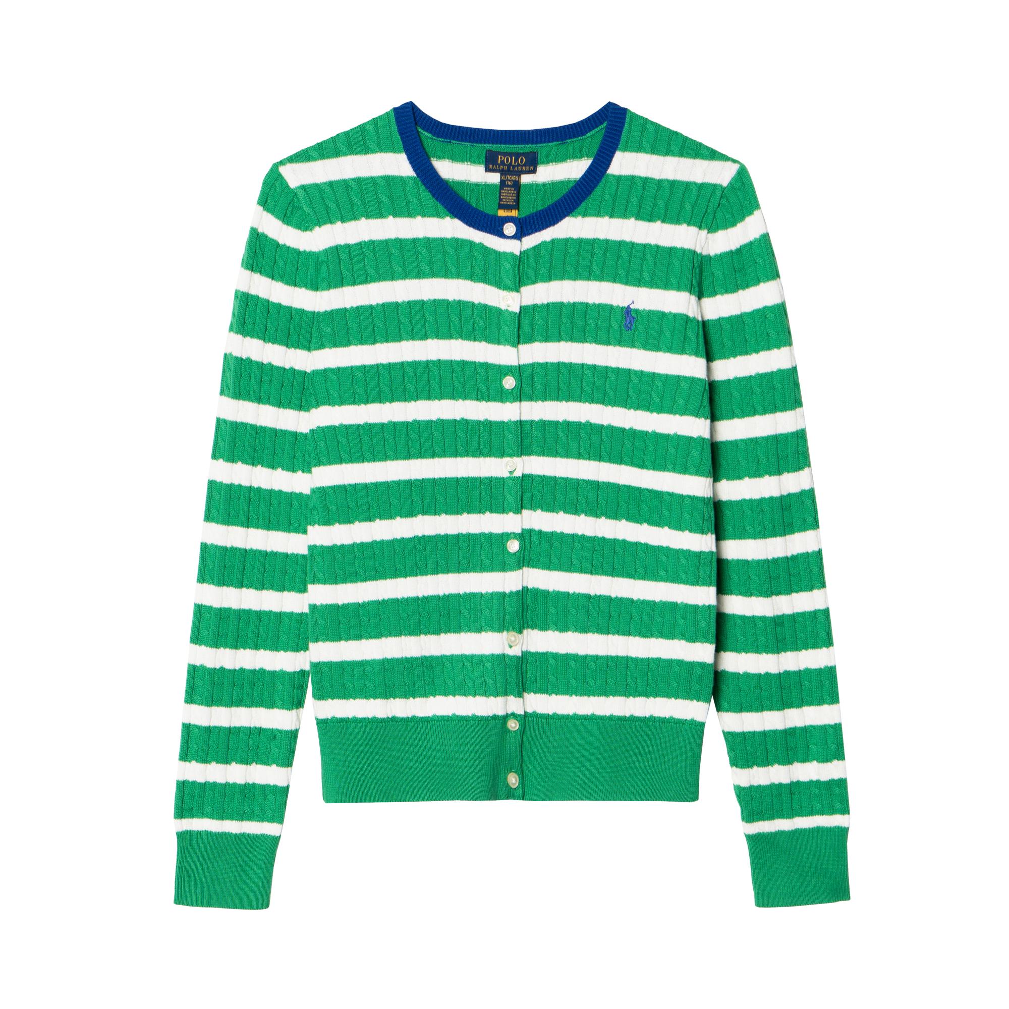 Polo Ralph Lauren свитер детский однобортный с цветными блоками, круглым вырезом и длинным рукавом, зеленый детский свитер CWPOSWEG6820511-300 M white