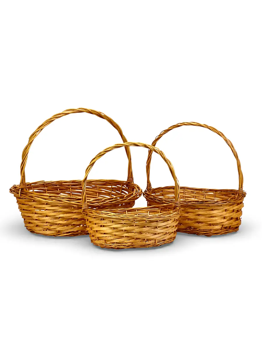 Корзина плетеная Garden ива овальная натуральная 3 шт GroupPrice