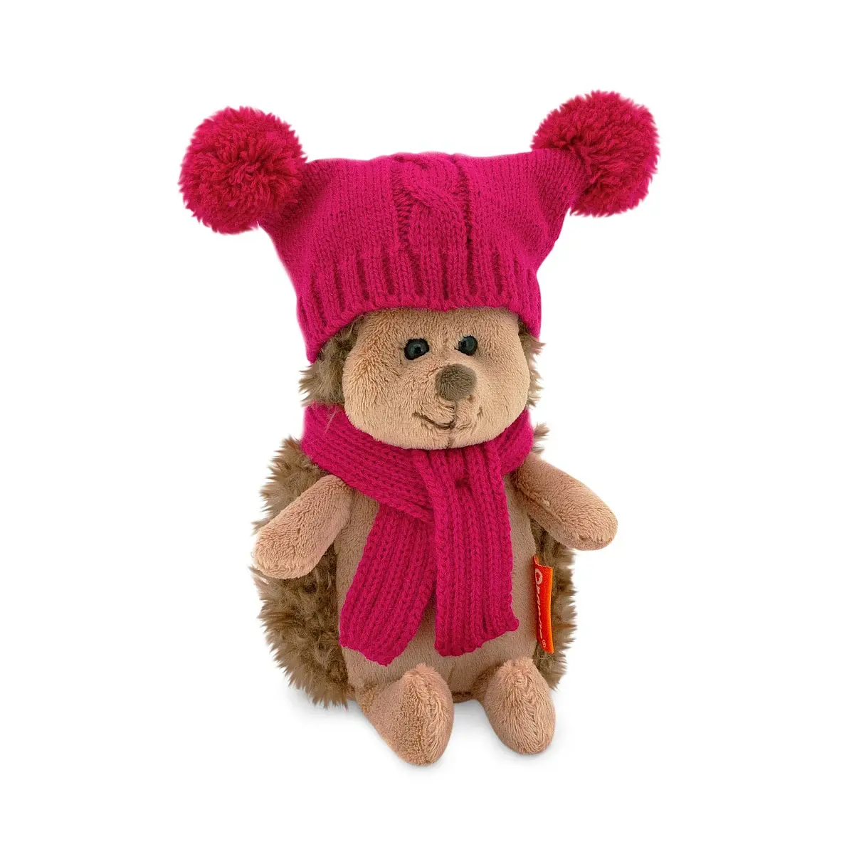 Мягкая игрушка Ёжинка Колючка 15 см бордовая Orange Toys Ёжинка Колючка в шапке с помпонами 15 см