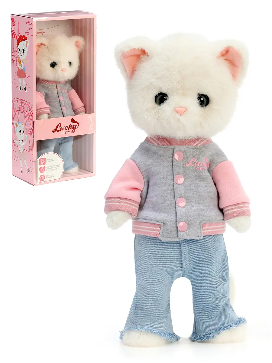 Мягкая игрушка Orange Toys Lucky Sophie Городской шик 37 см Lucky Sophie Городской шик 37 см белая с розовым