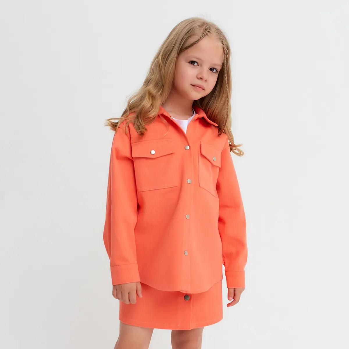 Рубашка KAFTAN джинсовая оранжевая для девочки