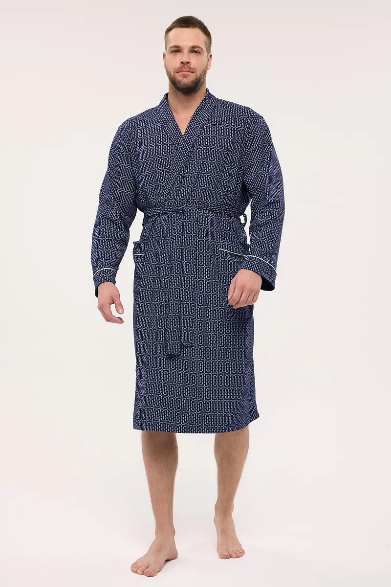 Мужской халат Lika Dress хлопковый синий