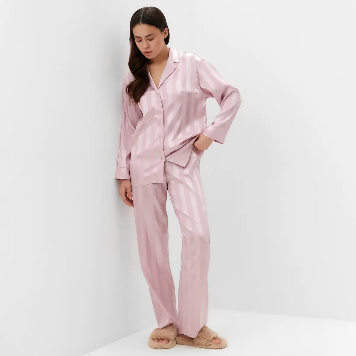 Пижама женская KAFTAN в полоску пудровая