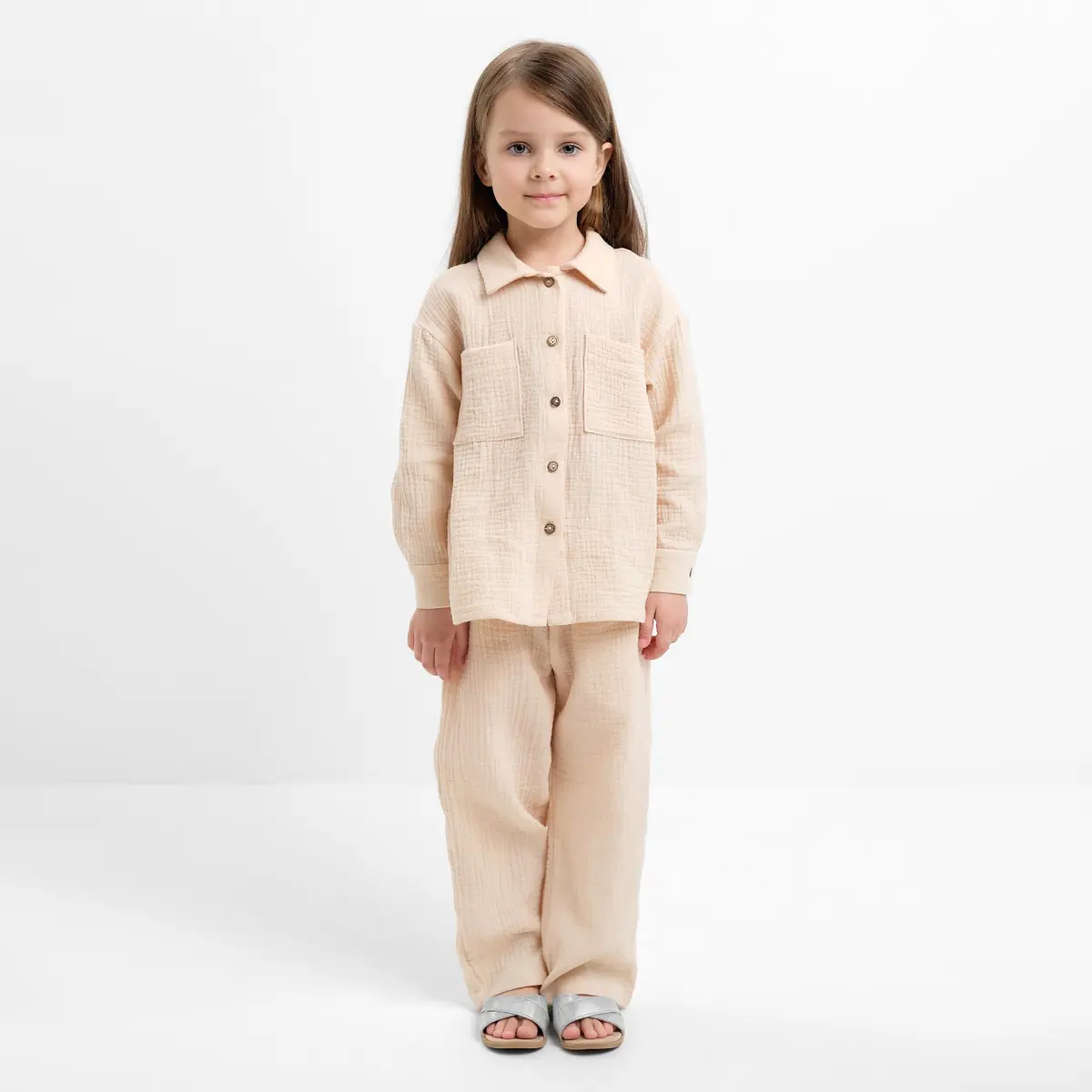 Костюм для девочки рубашка и брюки бежевый KAFTAN