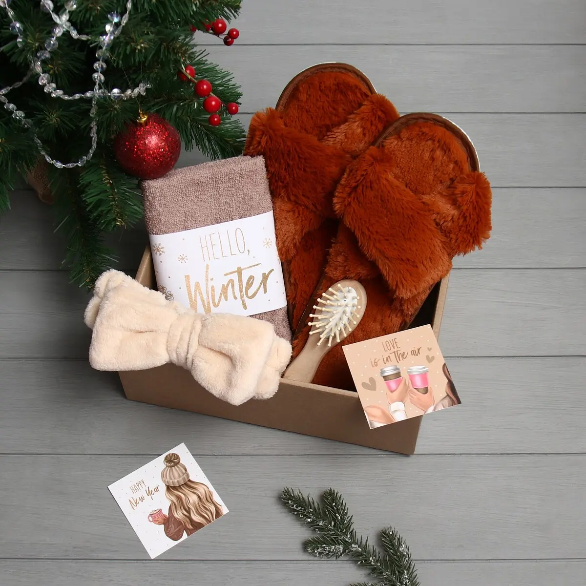 Подарочный набор Этель Hello winter махровый 30×60 см коричневый махровый 30×60 см для женщин коричневый