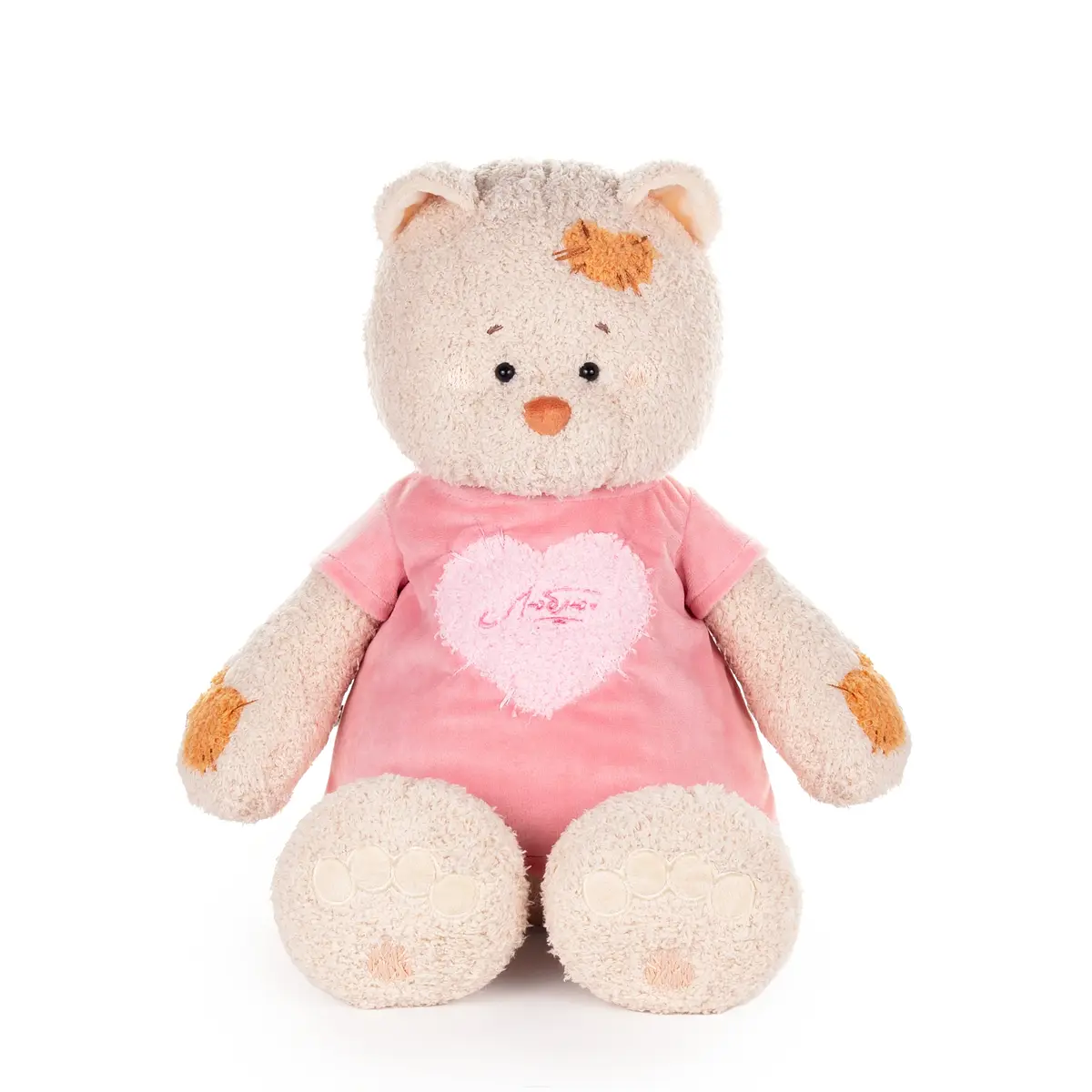 Мягкая игрушка Кошка Мэри в платье 37 см бежевая Kult of toys для детей девочке 37 см бежевый