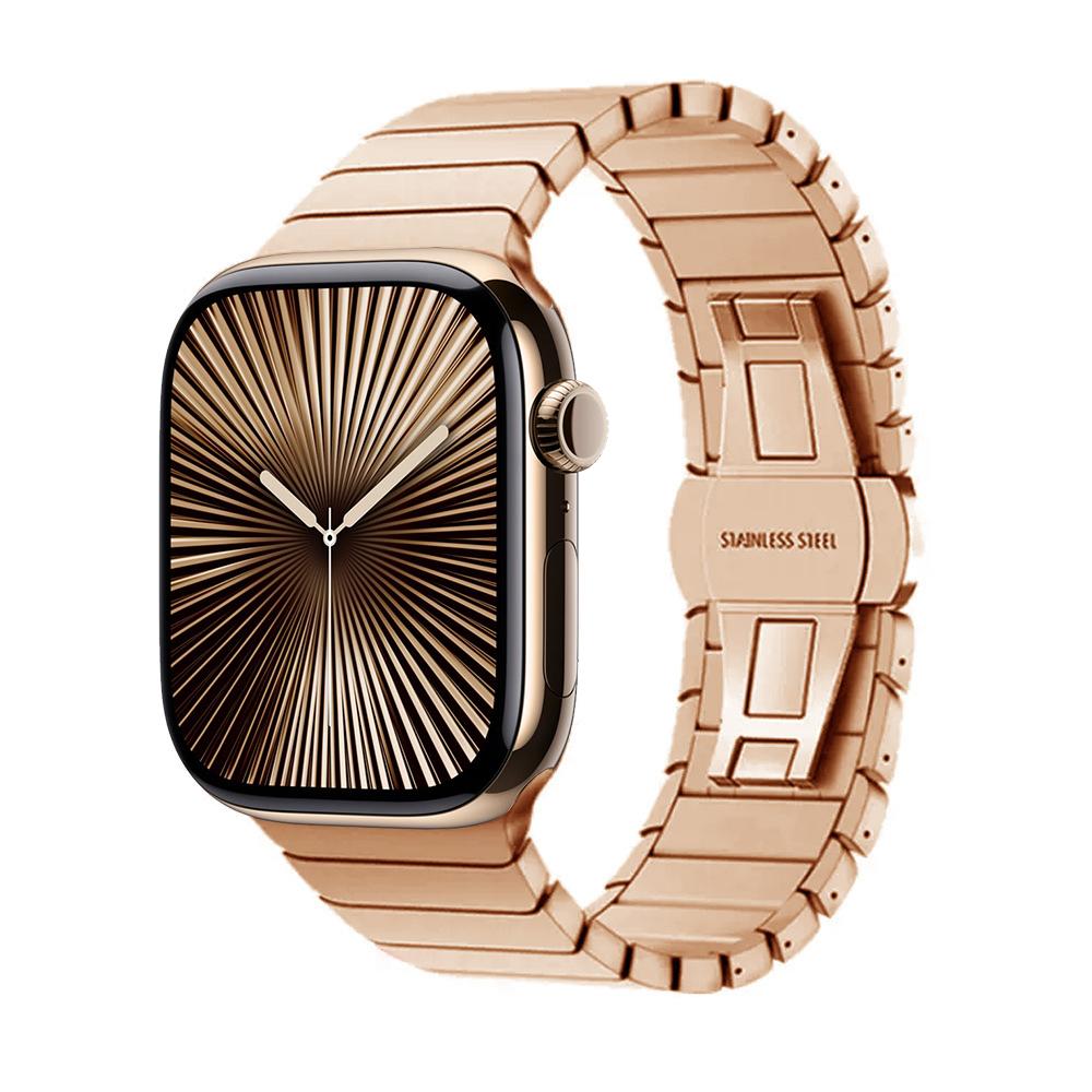 Металлический ремешок для Apple Watch 46 мм Ремешок из нержавеющей стали для Iwatch Серии 11 10 Ultra 49 мм 42/44/45/40 мм Бизнес 2028 38 40 41mm SE3 40 розового золота Seahorse Home
