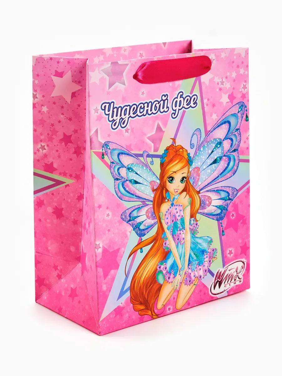 Пакет подарочный детский WINX 18×23×10 см розовый для девочки 18×23×10 см розовый