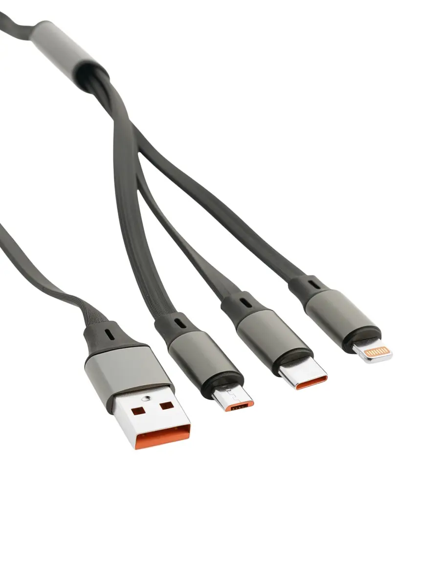 Кабель 3-в-1 Type-C microUSB Lightning 1 м черный GroupPrice