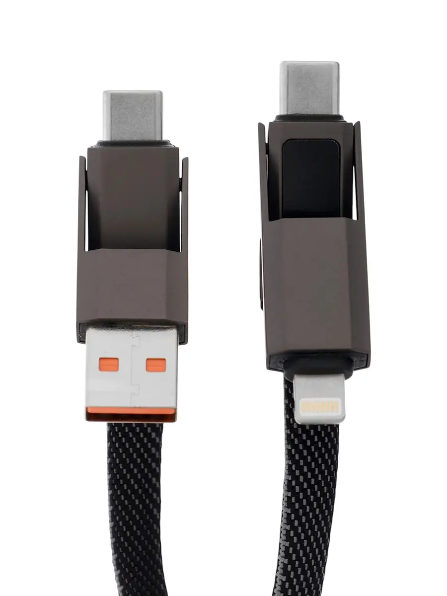 Кабель для зарядки 3-в-1 USB Type-C Lightning 10 см черный GroupPrice