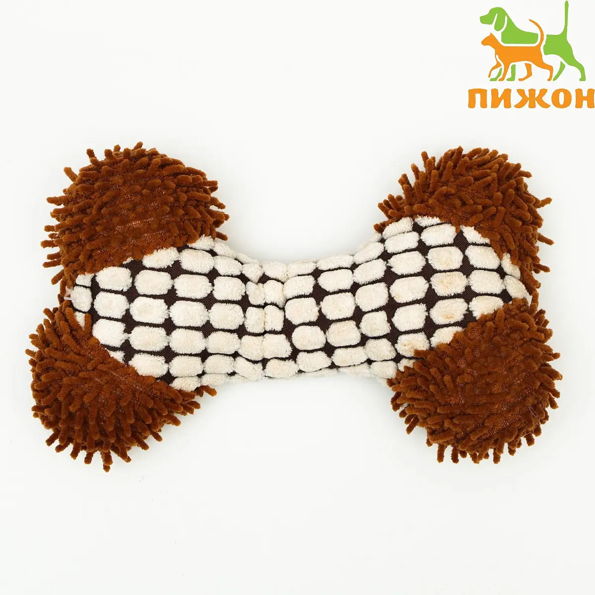 Мягкая игрушка для собак Пижон Особая кость коричневая для собак с пищалкой 20×12 см коричневая