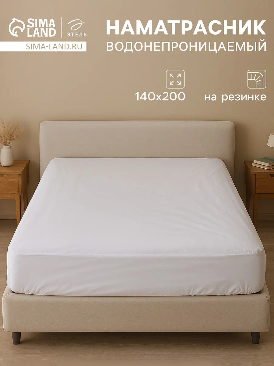 Наматрасник Этель водонепроницаемый 140×200 см белый водонепроницаемый на резинке 140×200 см белый