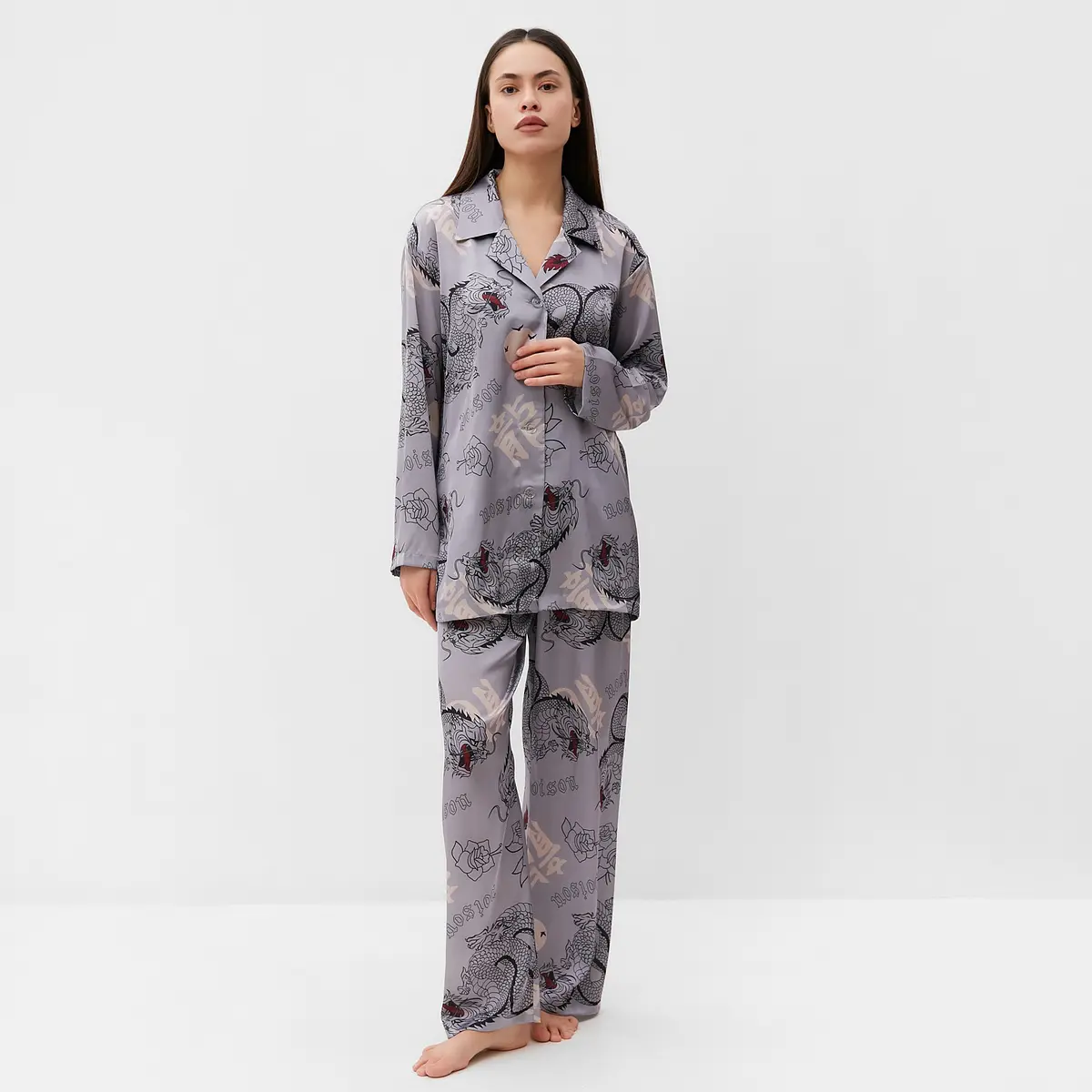 Пижама KAFTAN с рисунком серая
