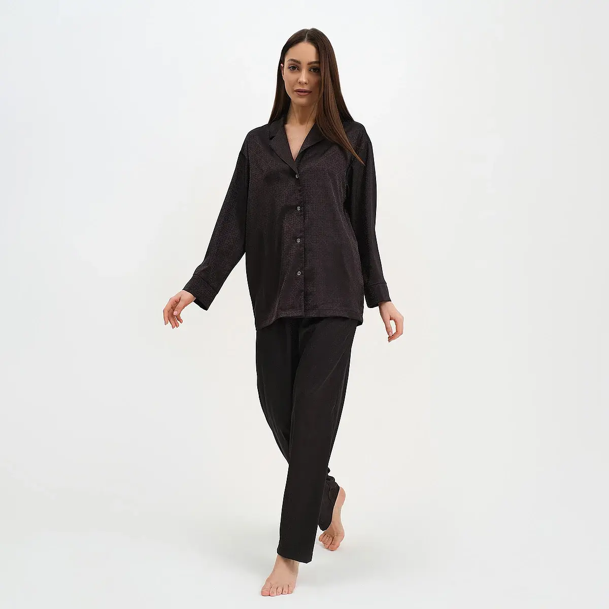 Пижама женская KAFTAN с орнаментом чёрная