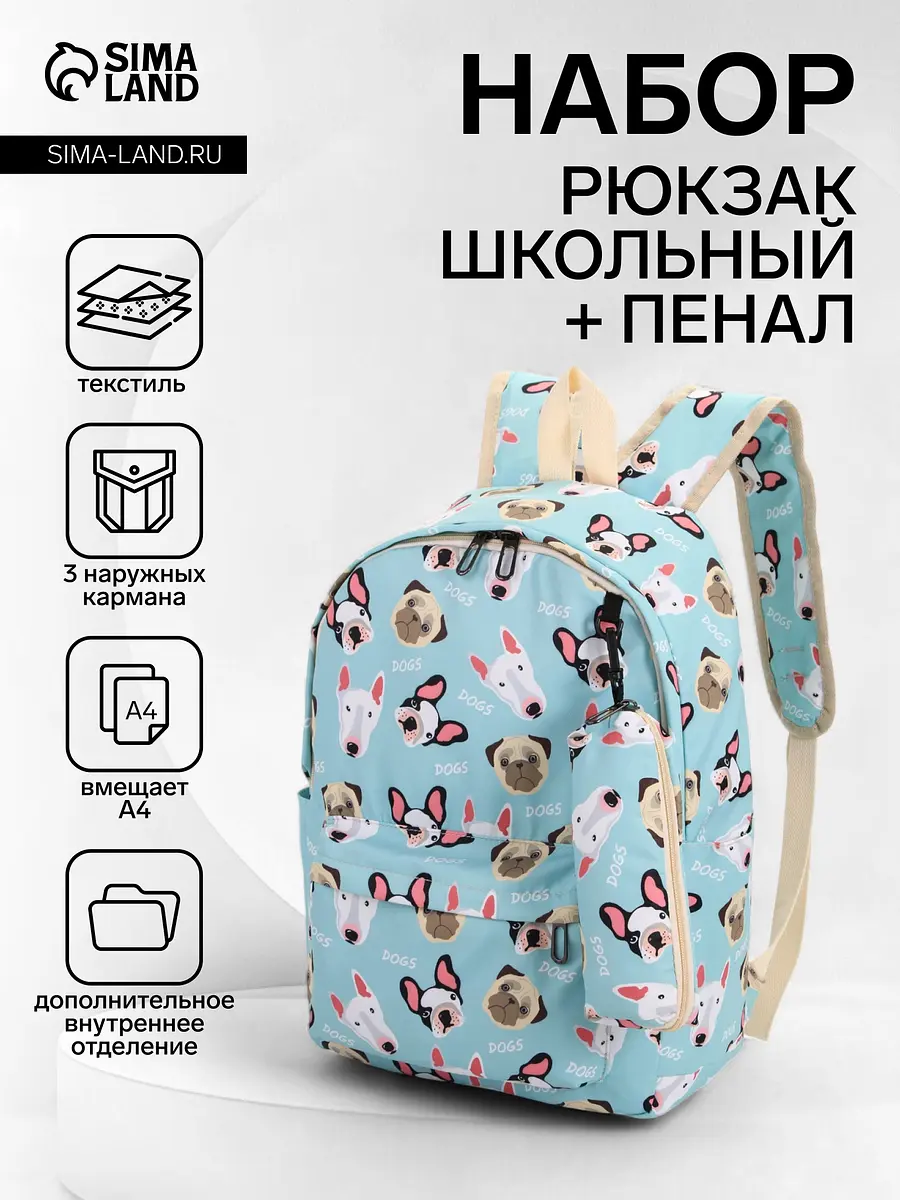 Рюкзак школьный для девочки голубой GroupPrice