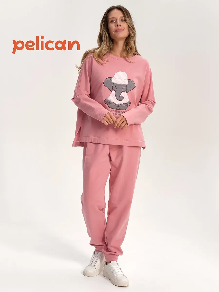 Пижама Pelican хлопковая с начесом розовая