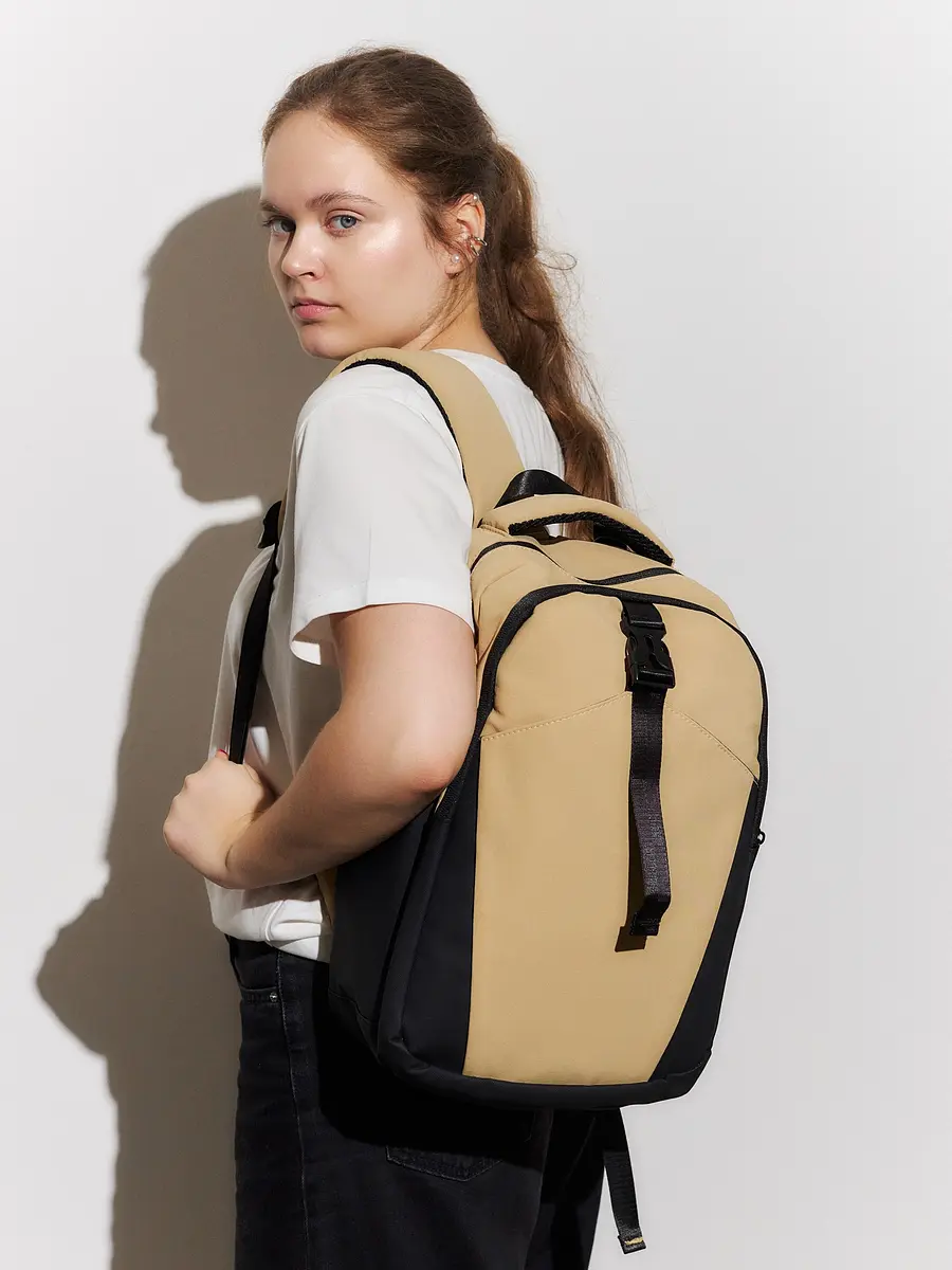 Рюкзак спортивный бежевый для девочки 27×13×38.5 см GroupPrice