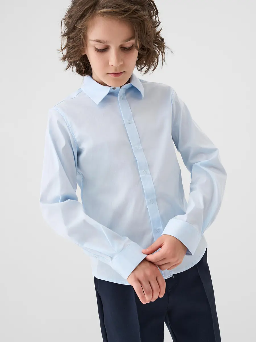 Рубашка для мальчика PlayToday slim fit голубая