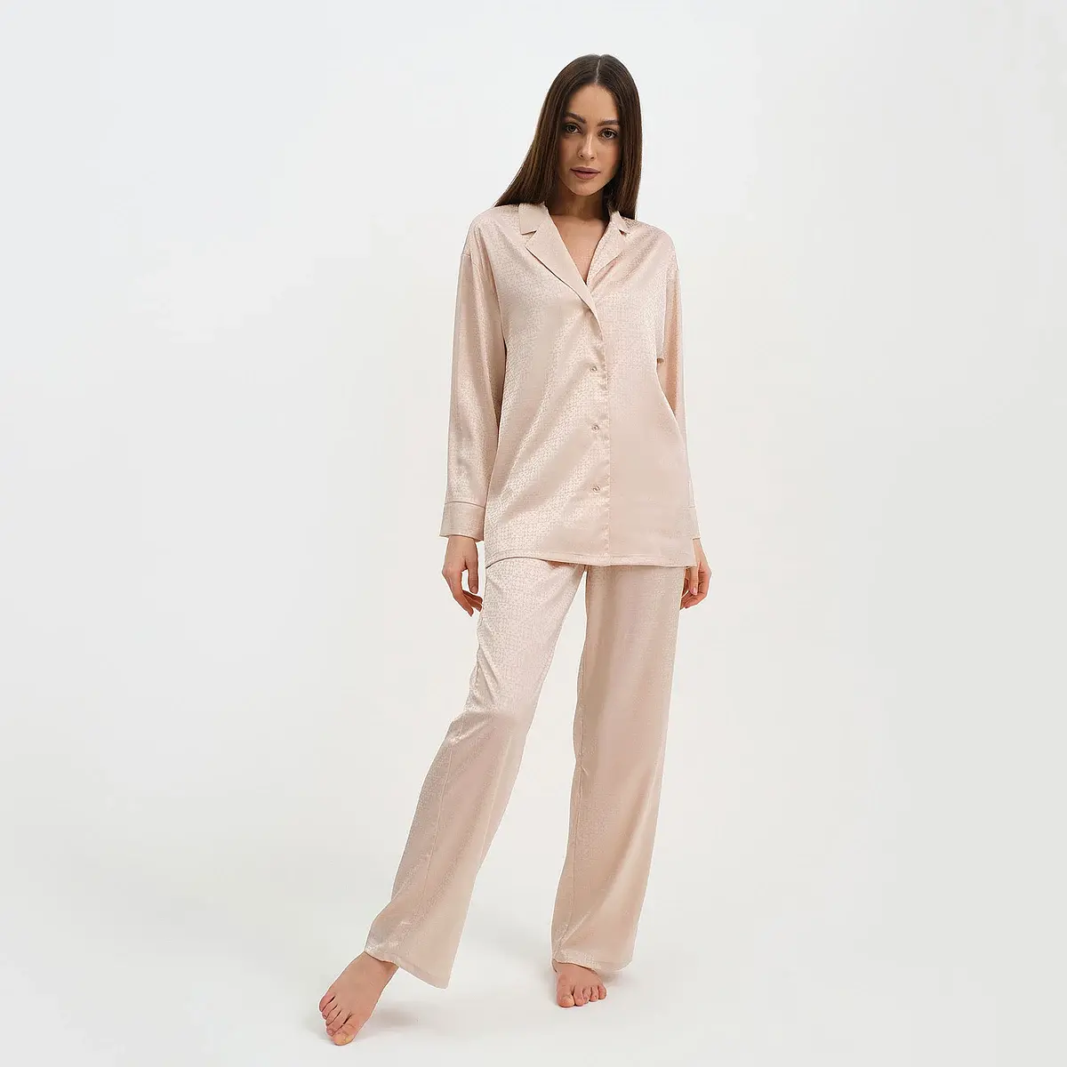 Пижама KAFTAN шёлковая с орнаментом бежевая