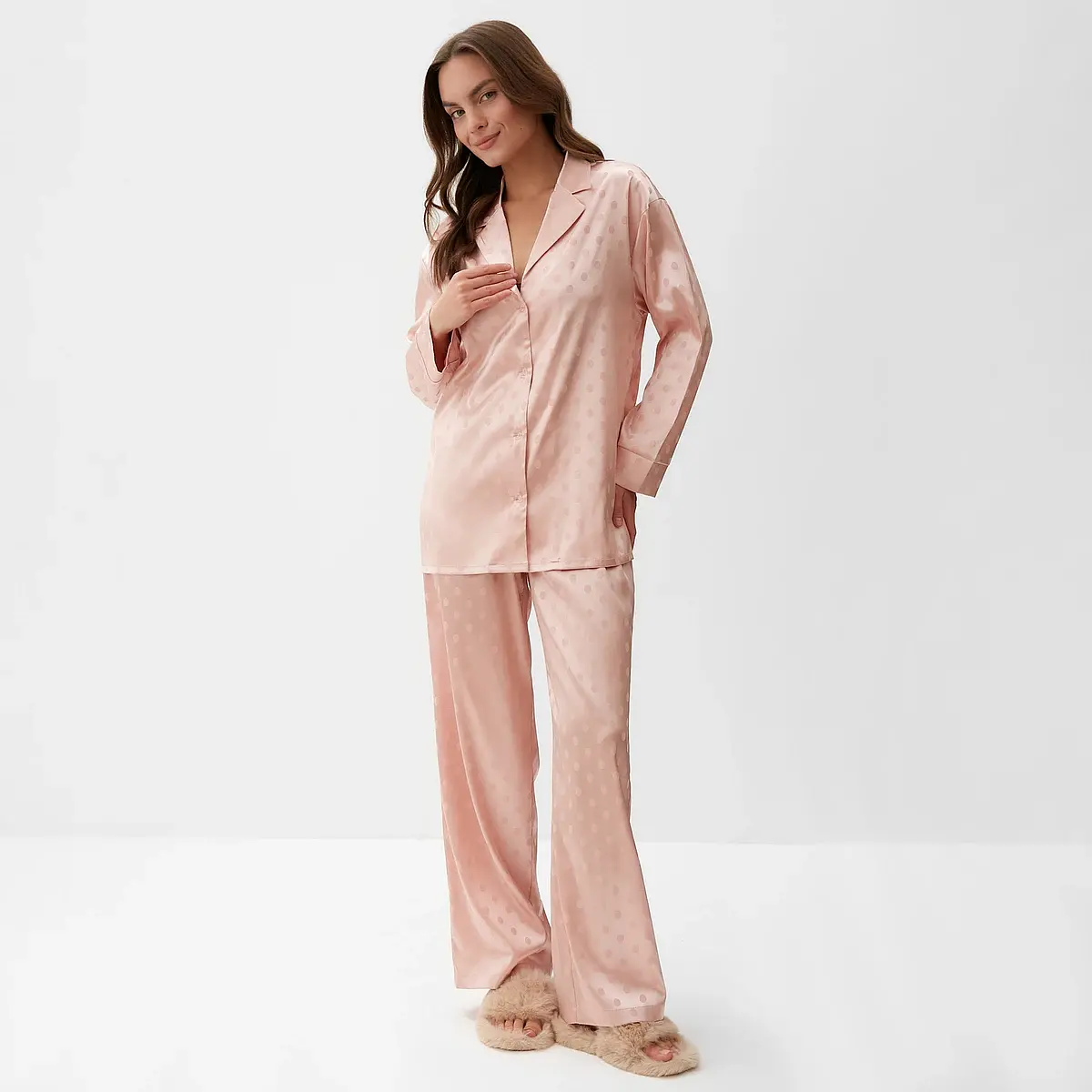 Пижама KAFTAN с горохом розовая