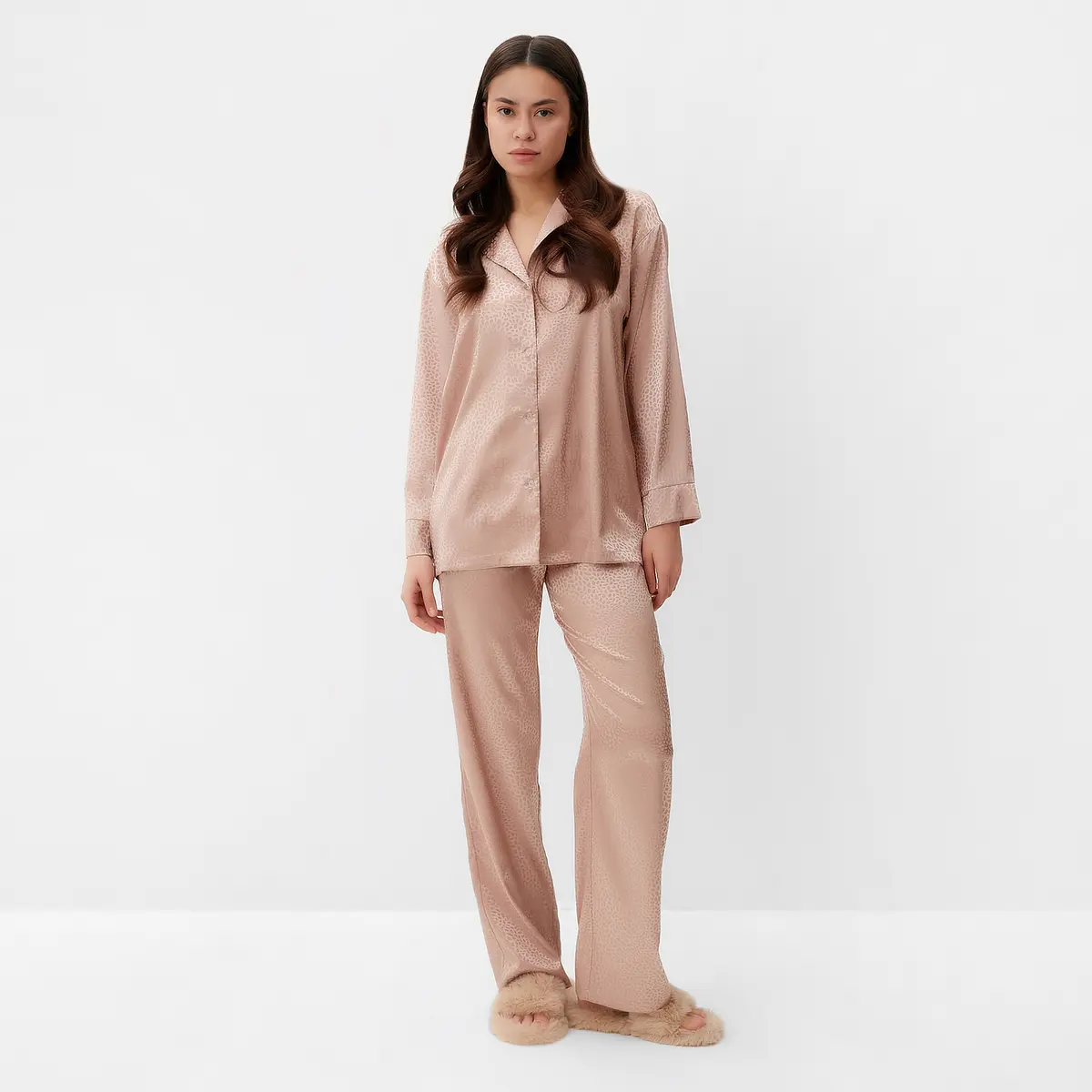 Пижама KAFTAN шелковая леопардового принта золотистая