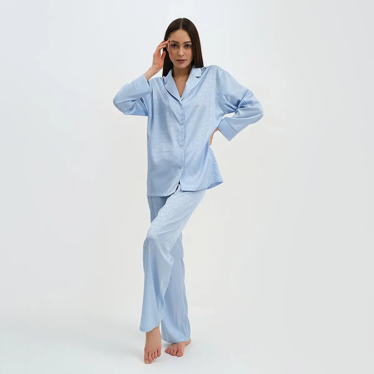 Пижама женская KAFTAN голубая с орнаментом