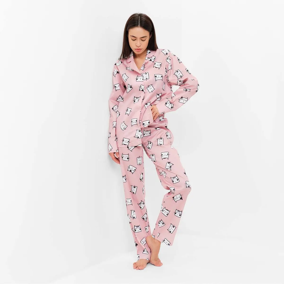 Пижама KAFTAN с анималистичным принтом розовая