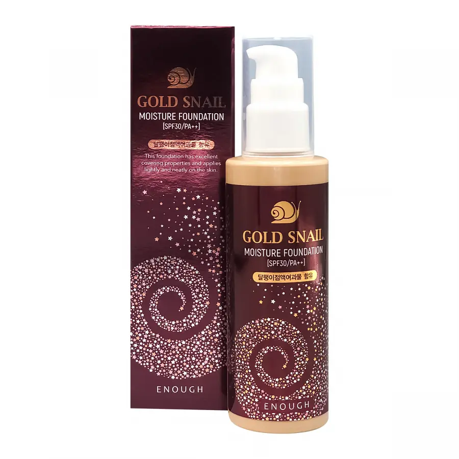 Тональный крем ENOUGH Gold Snail увлажняющий SPF30 100 мл омолаживающий с муцином улитки 100 мл