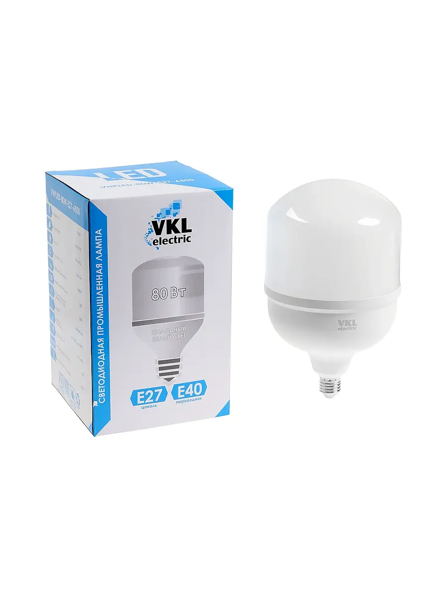 Лампа светодиодная VKL Electric бочка 80 Вт E27 светодиодная бочка 80 Вт E27 с переходником E40