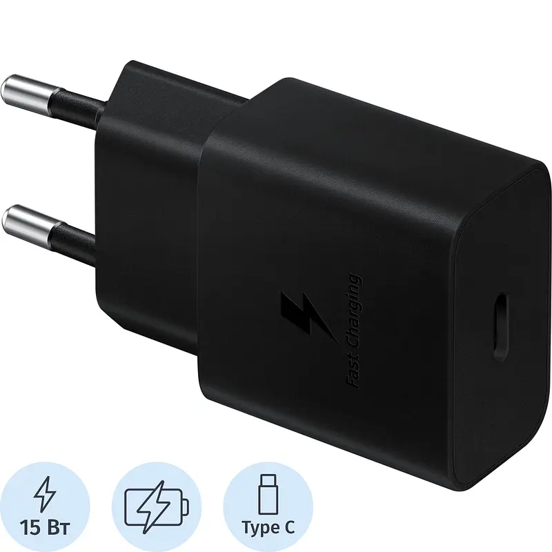 Сетевое зарядное устройство Samsung EP-T1510 15 Вт чёрное сетевое 15 Вт для телефонов и планшетов чёрное