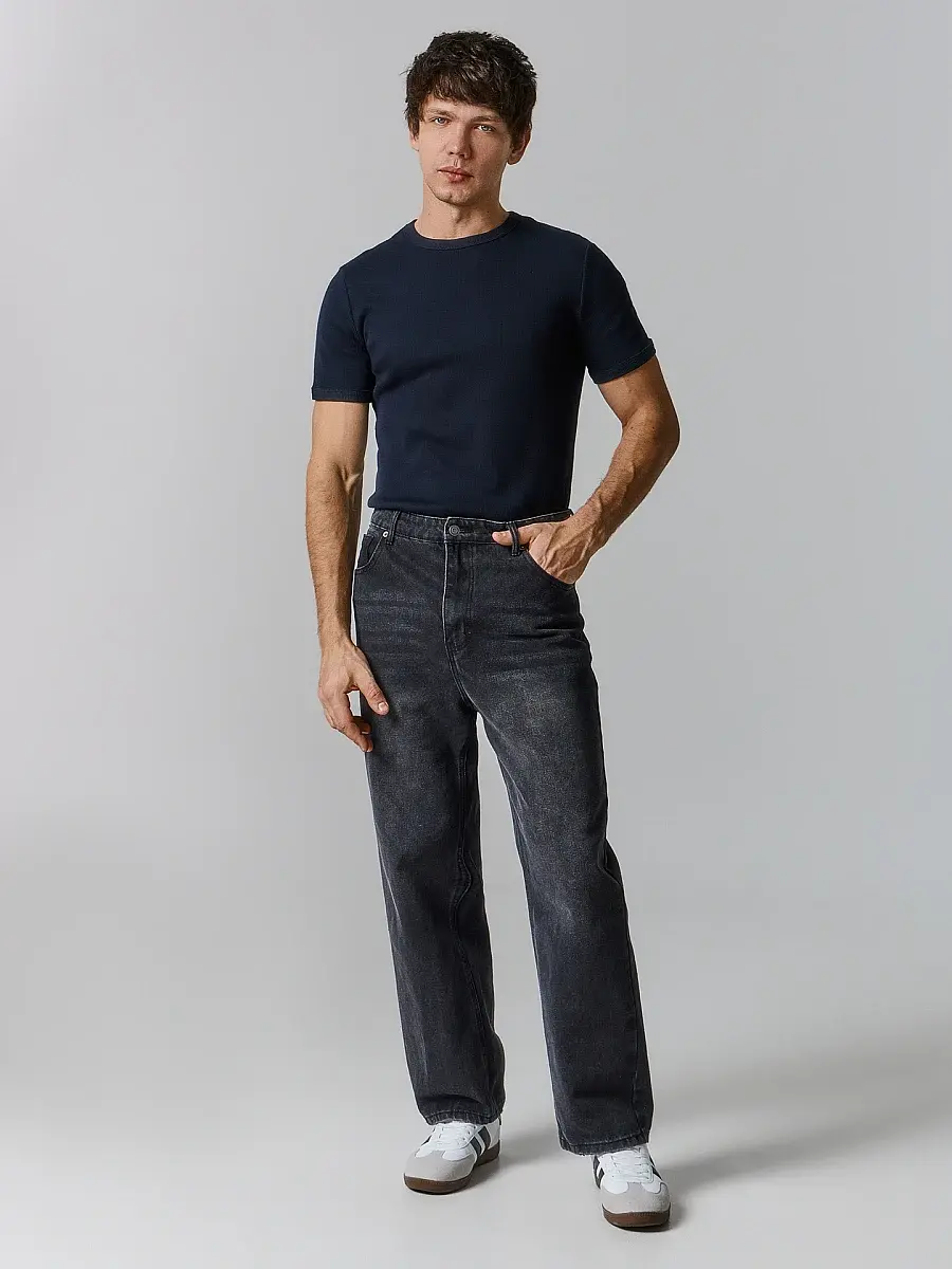 Джинсы мужские прямые baggy leg чёрные Mark Formelle