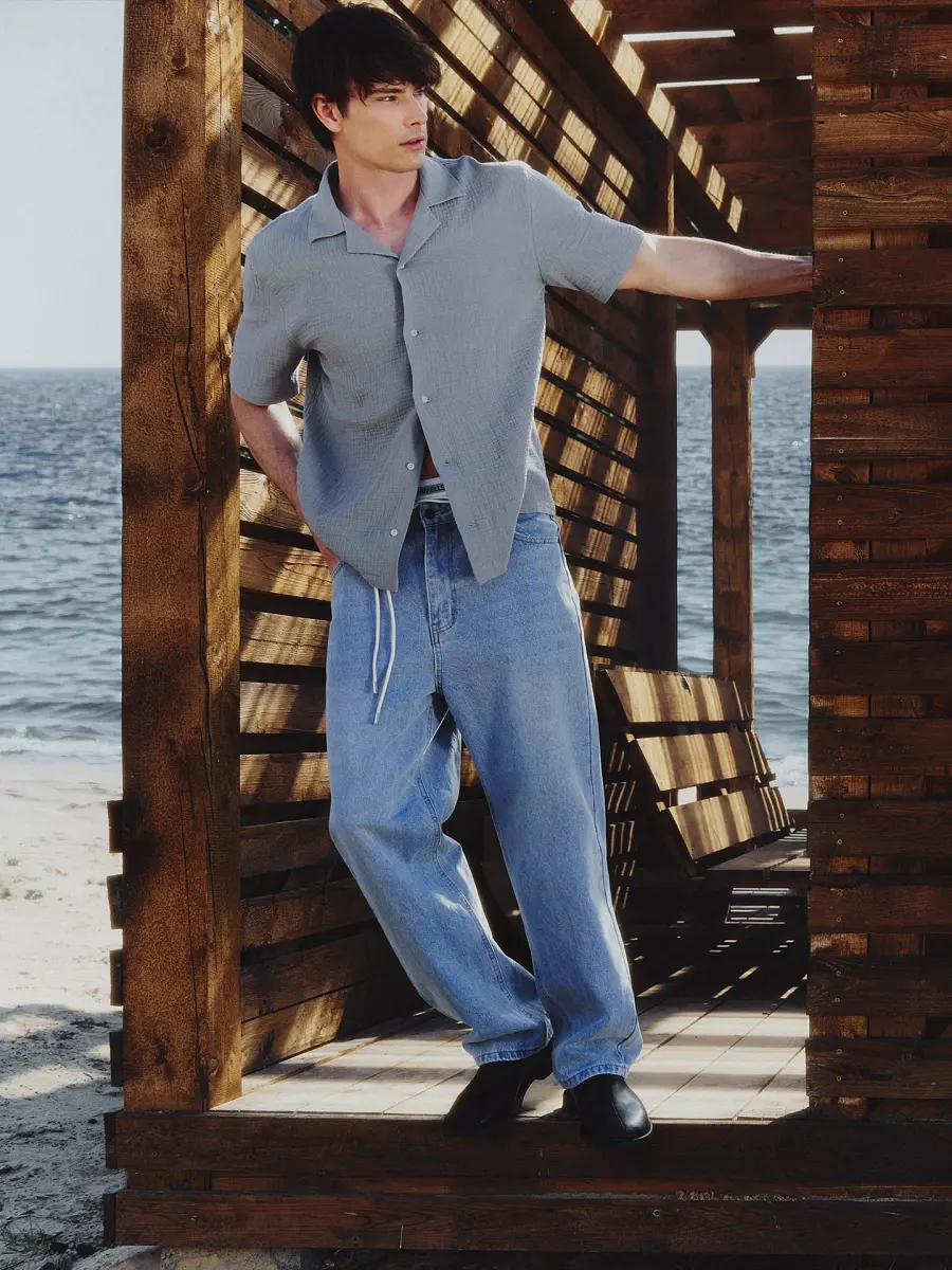 Джинсы мужские baggy leg голубые Mark Formelle