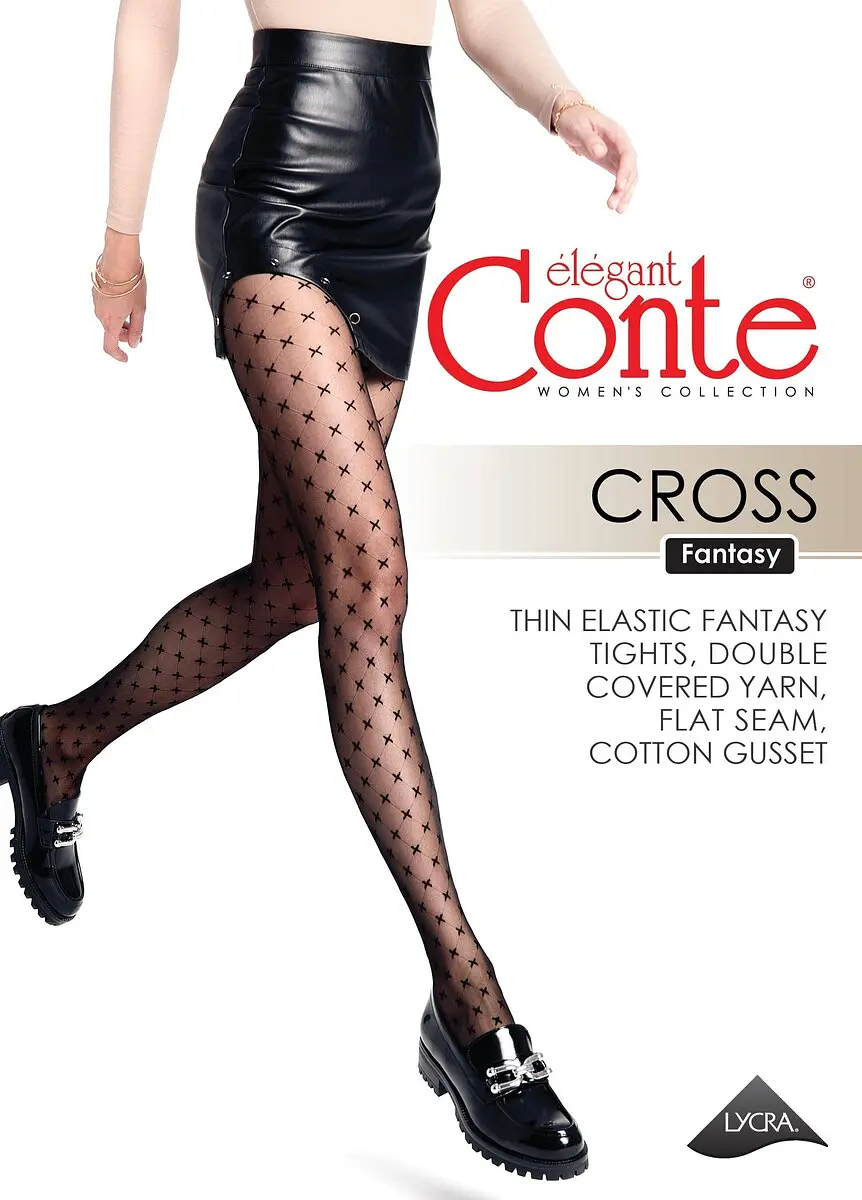Колготки фантазийные CONTE FANTASY CROSS 20 den Nero фантазийные 20 den тонкие чёрные