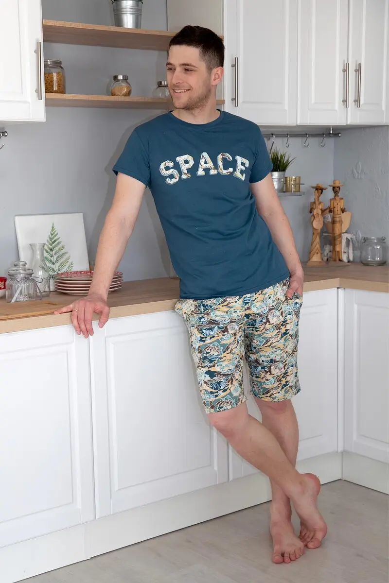 Мужской домашний костюм хлопковый зелёный Lika Dress